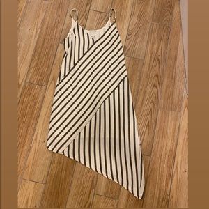 White and navy striped cotton dress